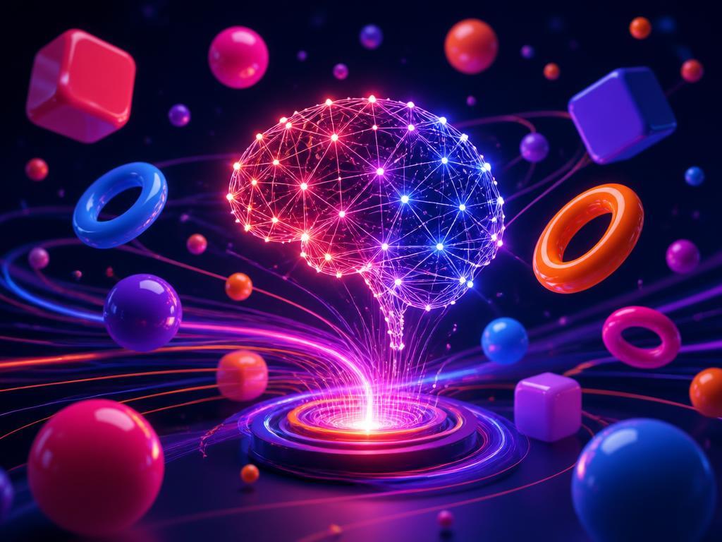 Abstract 3D visualization of Pulse AI generating content